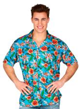 Hawaii shirt with flowers:blue 