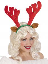 Rentiergeweih mit Ohren und Glöckchen:rot