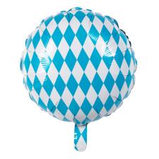 Accessoires:Ballon en aluminium Oktoberfest avec motif losange bavarois:45 cm, bleu/blanc 