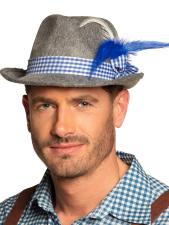 Oktoberfest Hut Herren: Klassischer Trachtenlook mit Federn:grau 