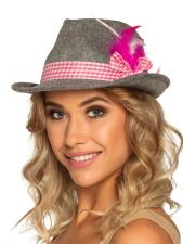 Oktoberfest Wiesn Hut Damen: Rleganter Trachten-Charme für deine Festlaune:grau/rosa 
