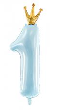 Accessoires:Foil Balloon Number '1':37 x 100 cm, blue 