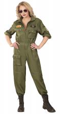 Accessoires:Top Gun Kampfjetpilotin Kostüm Overall:grün M