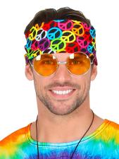 Accessoires:Peace sign hippie headscarf bandana:55 x 55 cm, colorful 