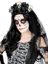 Accessoires:Voile de mariee avec dranes et rose noir:noir 