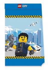 Accessoires:Lego City Police Partytüten: Kindergeburtstag Zubehör:4 Stück, 13 x 23 cm 
