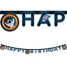 Accessoires:Astronauten-Weltall Happy Birthday Girlande :FSC zertifiziert:2 m, mehrfarbig 