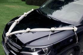 Auto Deko-Set mit Rosen und Girlande:1.8 m, creme weiss 