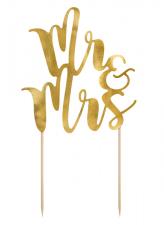 Accessoires:Hochzeit Tortendeko Mr&Mrs:25.5 cm, gold 