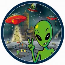 Accessoires:Aliens Party plates:8 Item, 23cm, multicolored 