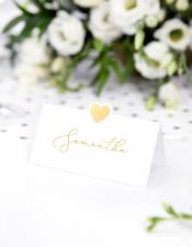 Accessoires:Marque-places de mariage Coeur:10 pièce, 10 x 5 cm, blanc 