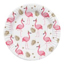 Accessoires:Assiettes de fête Flamingo: Décoration de table pour fête estivale:10 pièce, 23 cm, blanc/rose 