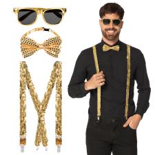Accessory set gold (party glasses, bow tie and suspenders):or/gold