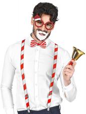 Weinachtsmann Set: Brille, Hosenträger, Fliege