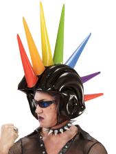 Aufblasbarer Helm Irokese:90 cm, bunt 