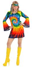 Psychedelic Hippie Girl Kostüm mit Stirnband:bunt 