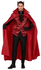 Devil Costume : Shirt with Vest & Jabot, Cloak, Gloves:black/red 