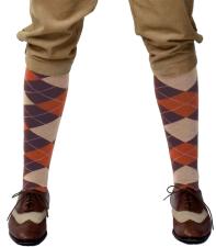Chaussettes hautes à carreaux:multicolore