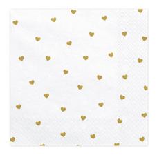 Accessoires:Serviettes coeurs:20 pièce, 33 x 33 cm, blanc 