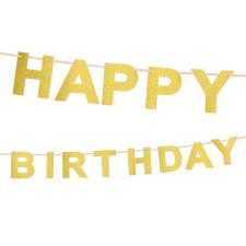 Accessoires:Happy Birthday Girlande:225 cm, gold 