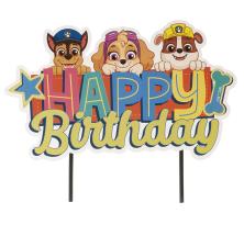 Accessoires:Paw Patrol:  Happy Birthday Décoration de gâteau: imprimé sur un côté:16.5 cm 