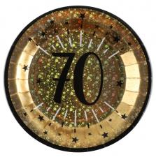 Accessoires:70th Birthday Party Plates:10 Item, 22.5 cm, or/gold 