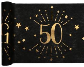 Accessoires:50th Birthday Table runner:30 x 500 cm, black/gold 