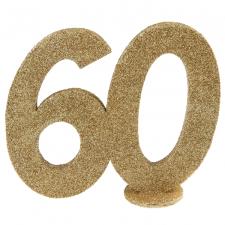 Chiffre de table 60e anniversaire:11 x 10 cm, or 