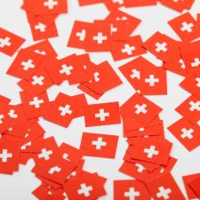 Schweizer Kreuz Tischkonfetti aus Papier: Partydekoration Schweiz:150 Stück, zirka Ø 1 cm, rot/weiss