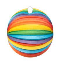 Accessoires:Lampion Regenbogen rund ohne Kerzenhalter, Papier:D 25 cm, bunt 