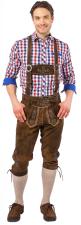 Oktoberfest Trachten Kniebundlederhose mit Geschirr und Gürtel:braun 
