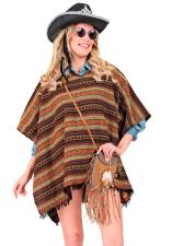 Western Cowboy Poncho, Unisex:100 x 75 cm, braun/beige 
