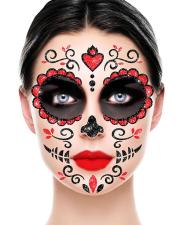 Autocollants pour visage pailletés Catrina Jour des Morts:noir/rouge 