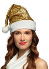 Glitzer Weihnachtsmann Mütze:gold