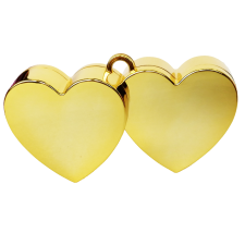 Balloon weight Double Hearts 140g:11 x 6 cm, or/gold