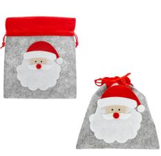 Small Felt Santa Sack:21 x 23 cm, grey 