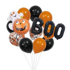 Halloween Balloon Set with Boo Foil Balloons – 14 pcs spooky party décor:black/orange 