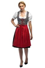 Oktoberfest Dirndl Kostüm: Kleid, Top, Schürze:rot/schwarz/weiss 
