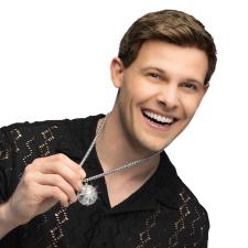 LED Necklace Disco Ball: Party Accessory:silver