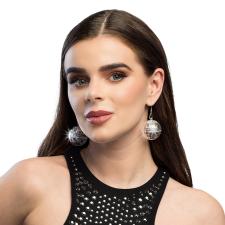 LED Earrings Disco Ball: Party Accessory:silver