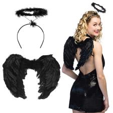 Ensemble déguisement d’ange : serre-tête auréole et ailes d’ange:noir 