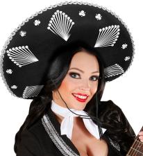 Accessoires:Sombrero Hut mit Verzierung:KW 57cm, schwarz 