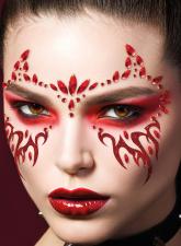 Teufel Glitzersteine mit Klebetattoo:rot 