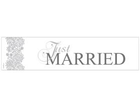 Autocollant de plaque d’immatriculation Just Married:50 x 11.5 cm, blanc 