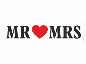 Autocollant de plaque d’immatriculation Mr & Mrs:50 x 11.5 cm, blanc 