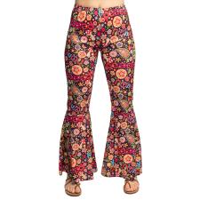 Pantalon flare Flower power (M):coloré 
