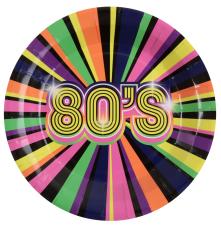 80s disco party plates – funky and colorful tableware for your party:10 Item, 22.5 cm, colorful 