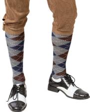 Chaussettes à carreaux style années 20 look Charleston:multicolore