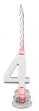 Accessoires:LED Cake Candle Number 4:3.5 x 13cm, transparent 