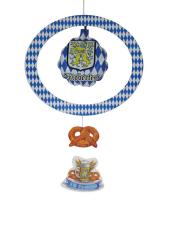 Accessoires:Oktoberfest Hängedeko mit Brezel:50 cm, blau/weiss 